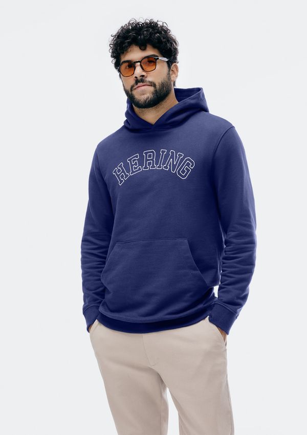 Blusão Masculino Comfort Com Bordado Em Moletom Peluciado - Azul XXG