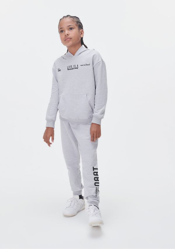 Conjunto De Moletom Infantil Menina Com Estampa - Cinza 005