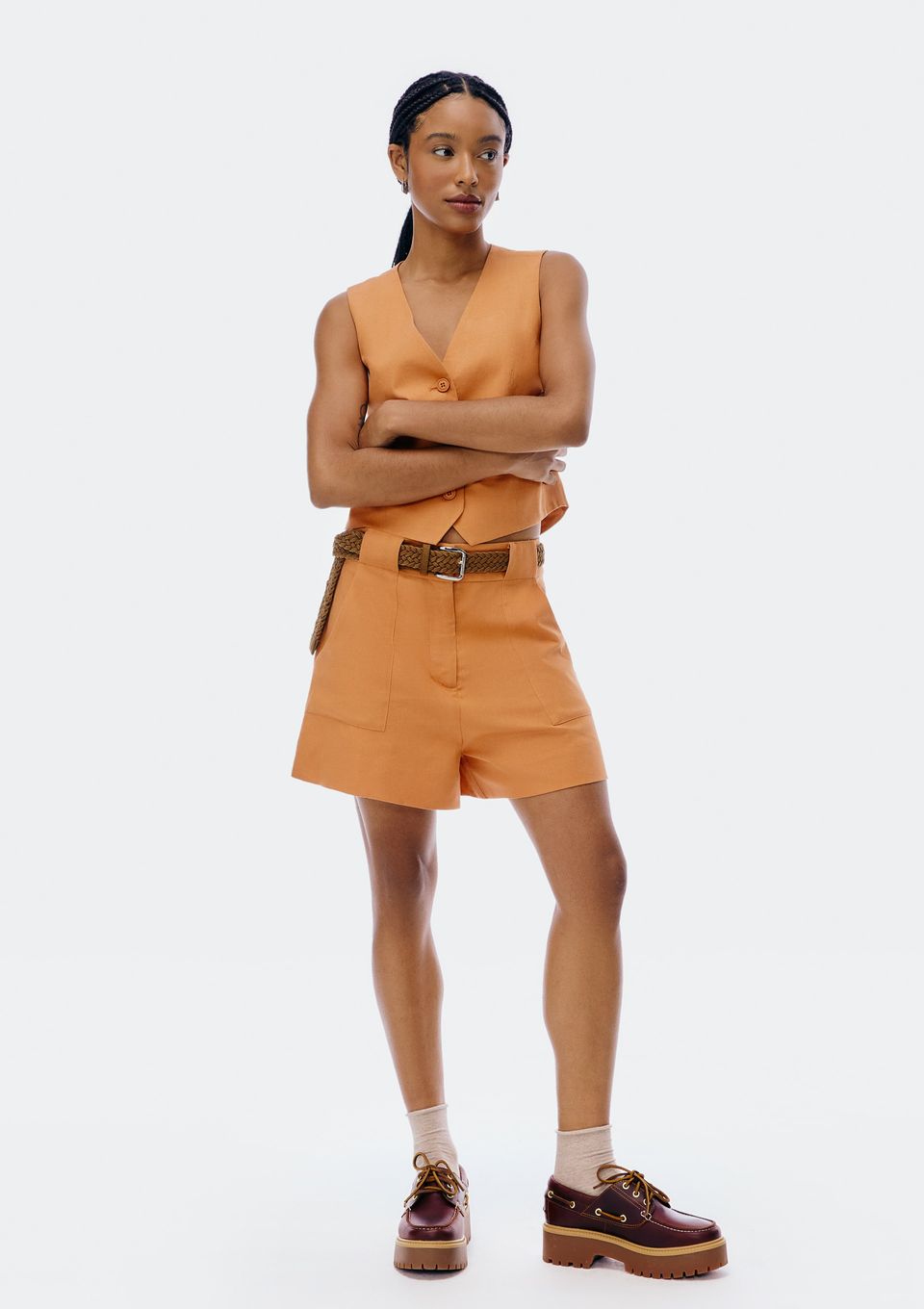 Shorts Feminino em Alfaiataria - Terracota