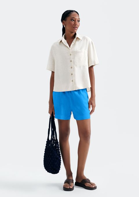 Shorts Feminino em Viscolinho - Azul — Hering