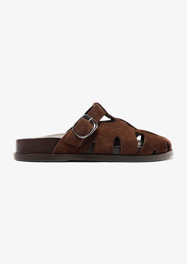 Mule Rasteira Tiras Huarache - Marrom 036