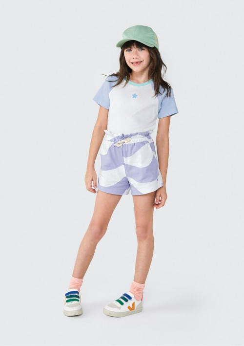 Shorts Básico Infantil Menina Clochard Estampado - Off white 012