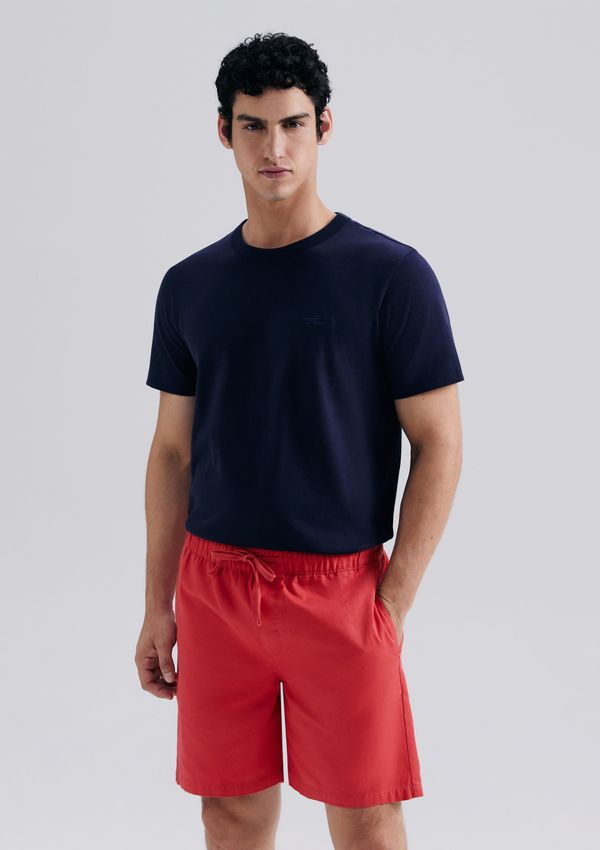 Bermuda Masculina Em Sarja Com Linho - Vermelho M