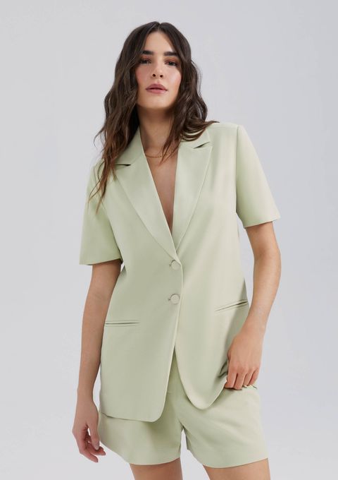 Blazer em Crepe Manga Curta - Verde — Hering
