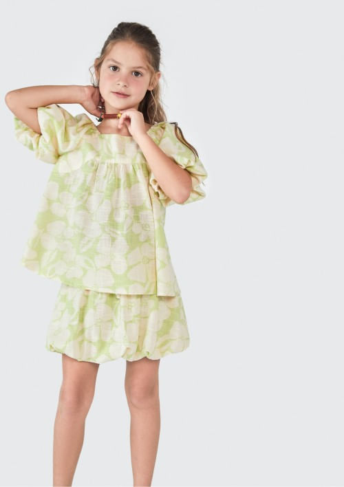 Saia Infantil Balonê com Cinto - Verde