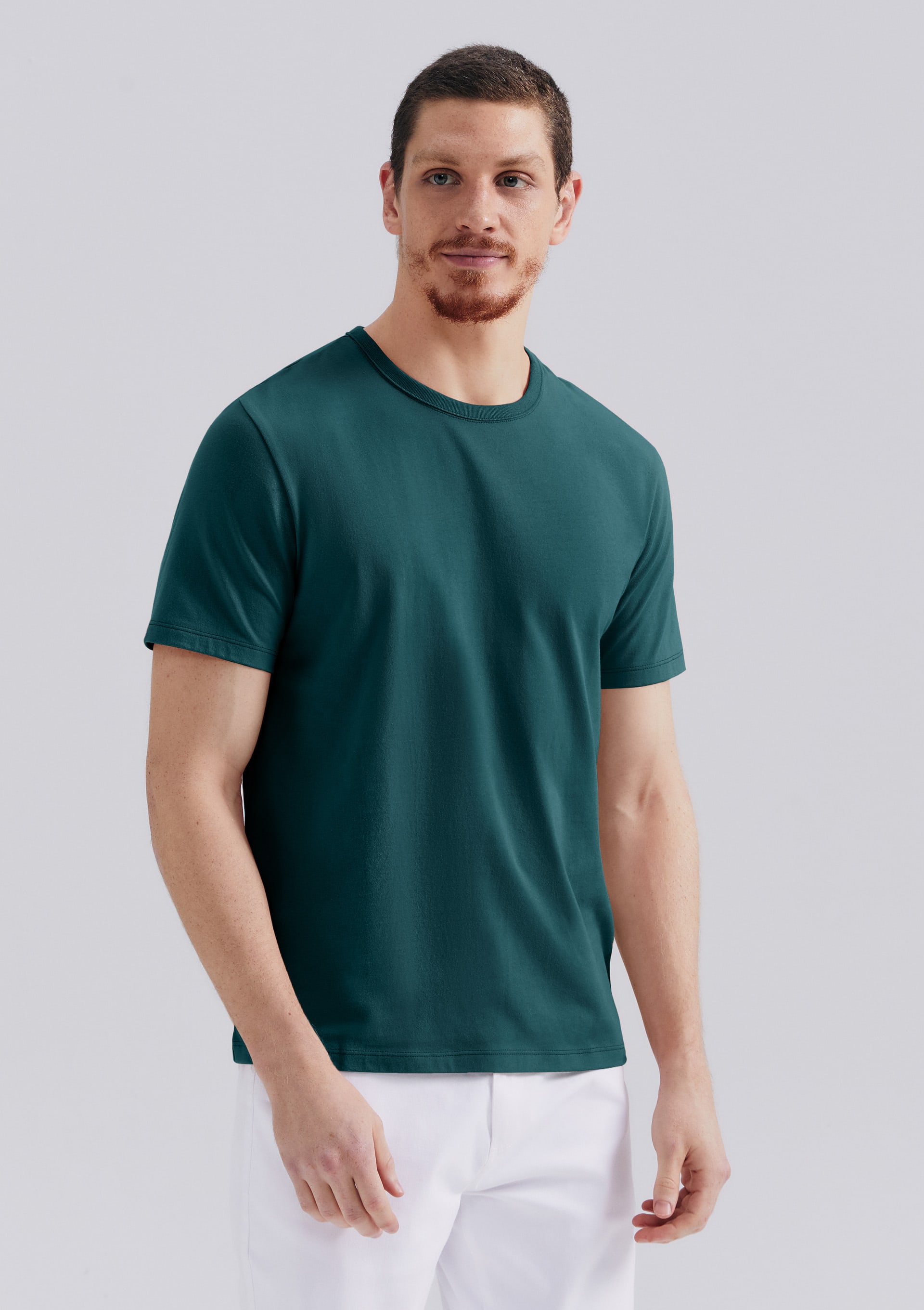 Camiseta Básica Masculina Manga Curta Slim - Verde