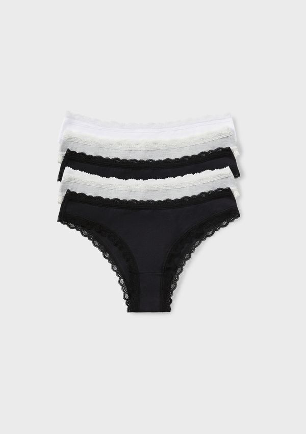 Kit 5 Calcinhas Básicas Modelagem Biquíni Em Algodão - Multicolorido P