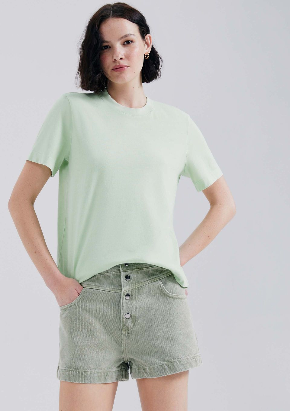 Shorts de Sarja Feminino Estonado - Verde
