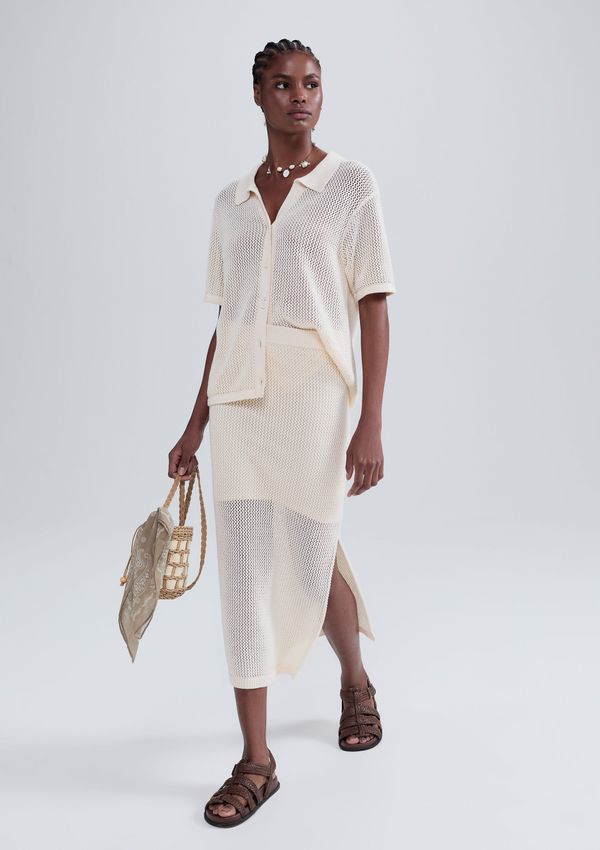 Saia Midi Em Tricô - Creme M