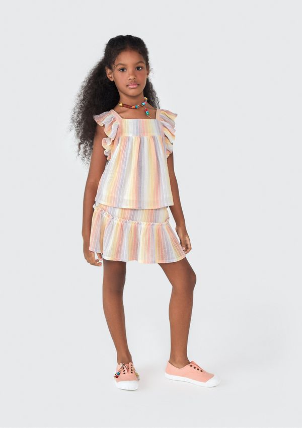 Blusa Regata Infantil Menina Com Babados - Laranja 010