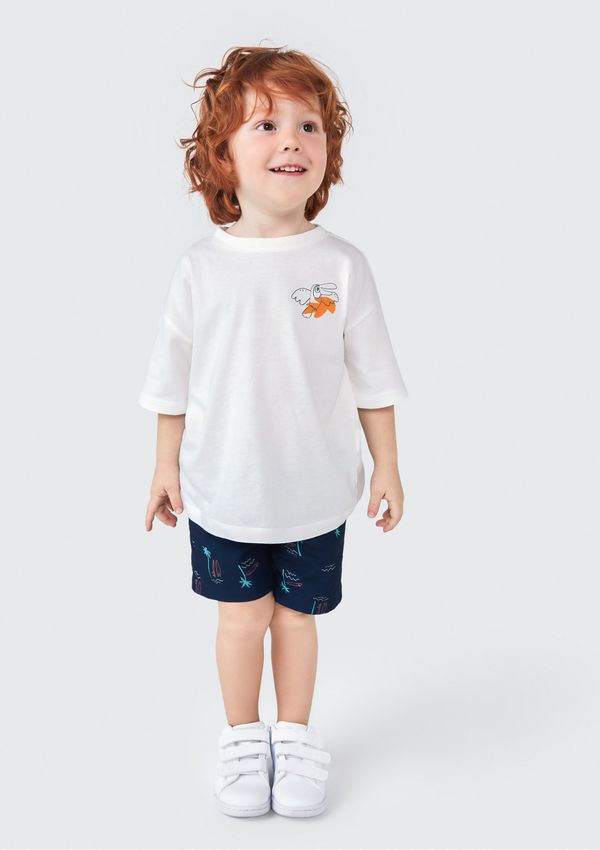 Shorts Infantil Menino Toddler em Tactel Estampado - Azul 002