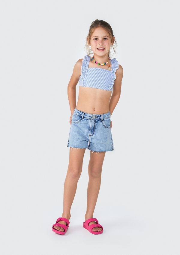 Biquíni Infantil Transpassado Com Proteção UV - Azul 014
