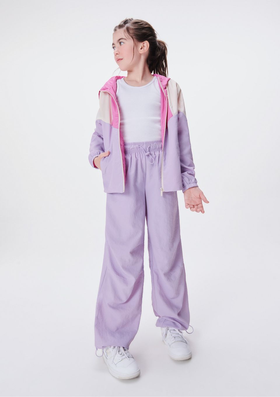 Calça Jogger Infantil Menina em Nylon - Lilás