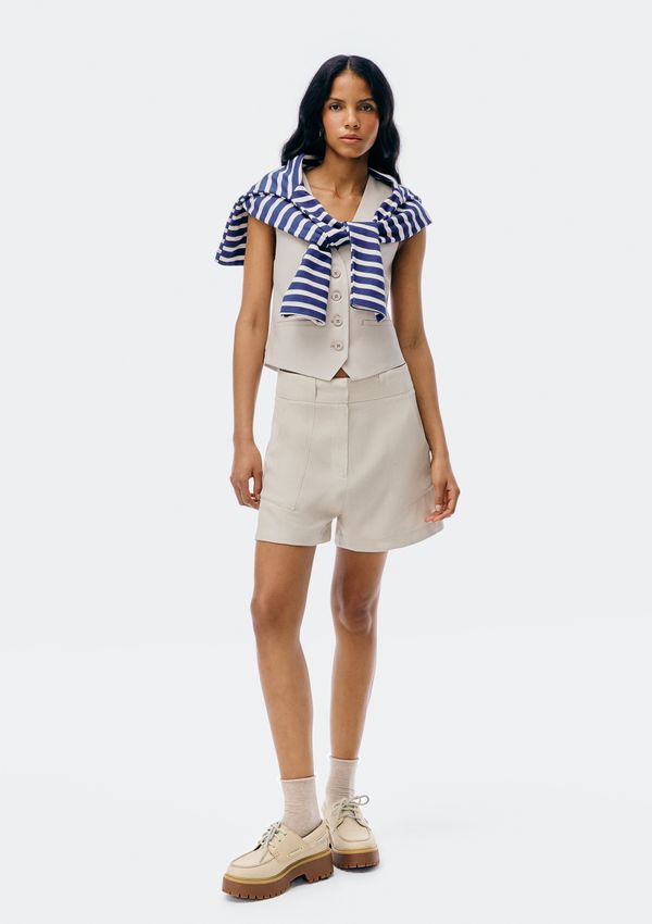 Shorts Feminino Em Alfaiataria - Cinza 040