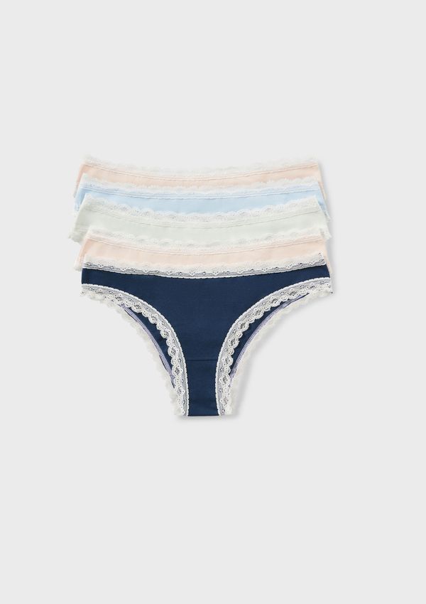 Kit 5 Calcinhas Básicas Modelagem Biquíni Em Algodão - Multicolorido P