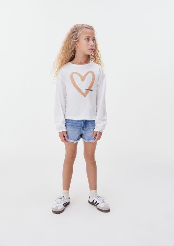 Blusa Manga Longa Infantil Menina Com Glitter - Off white 012