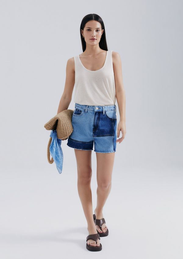 Shorts Jeans Com Recortes - Azul 038