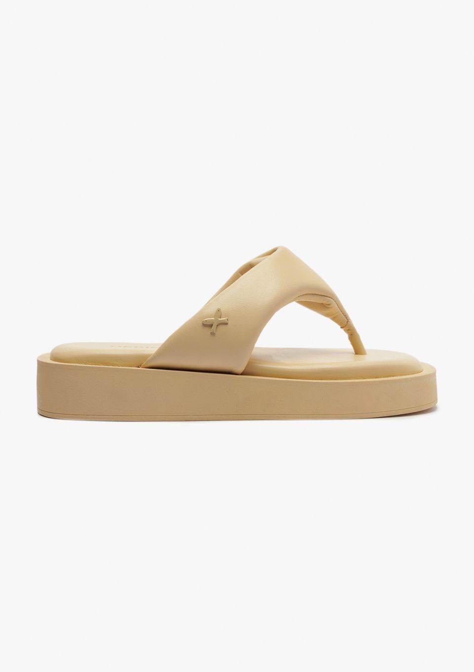 Sandália Solar Flatform Feminina Tira Acolchoada - Bege