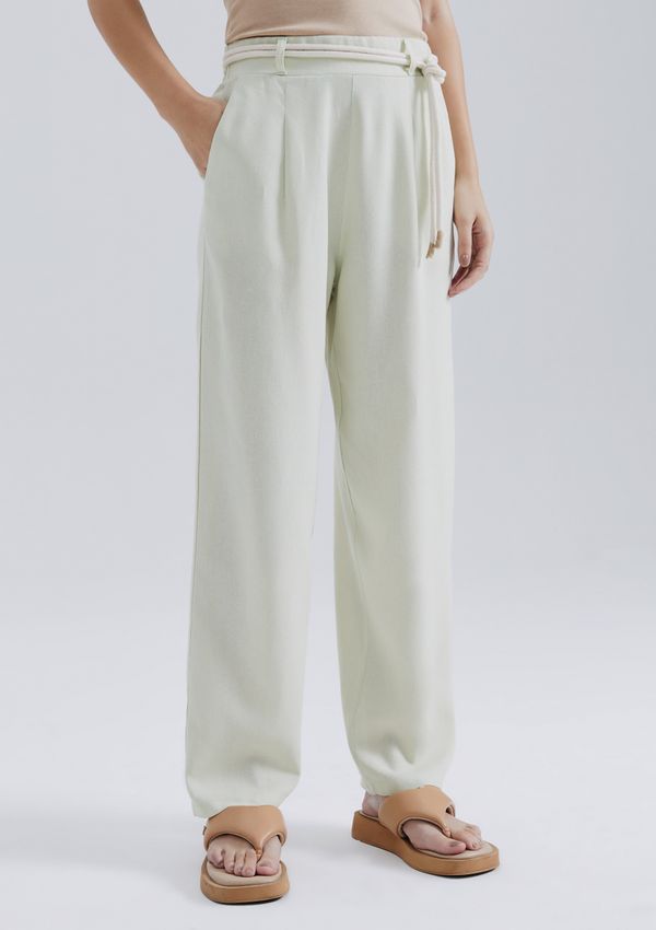 Calça Feminina Carrot Cintura Alta Em Viscolinho - Verde P