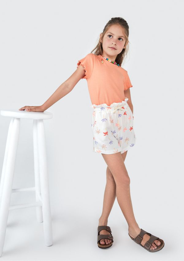 Shorts Básico Infantil Menina Clochard Estampado - Off white 008