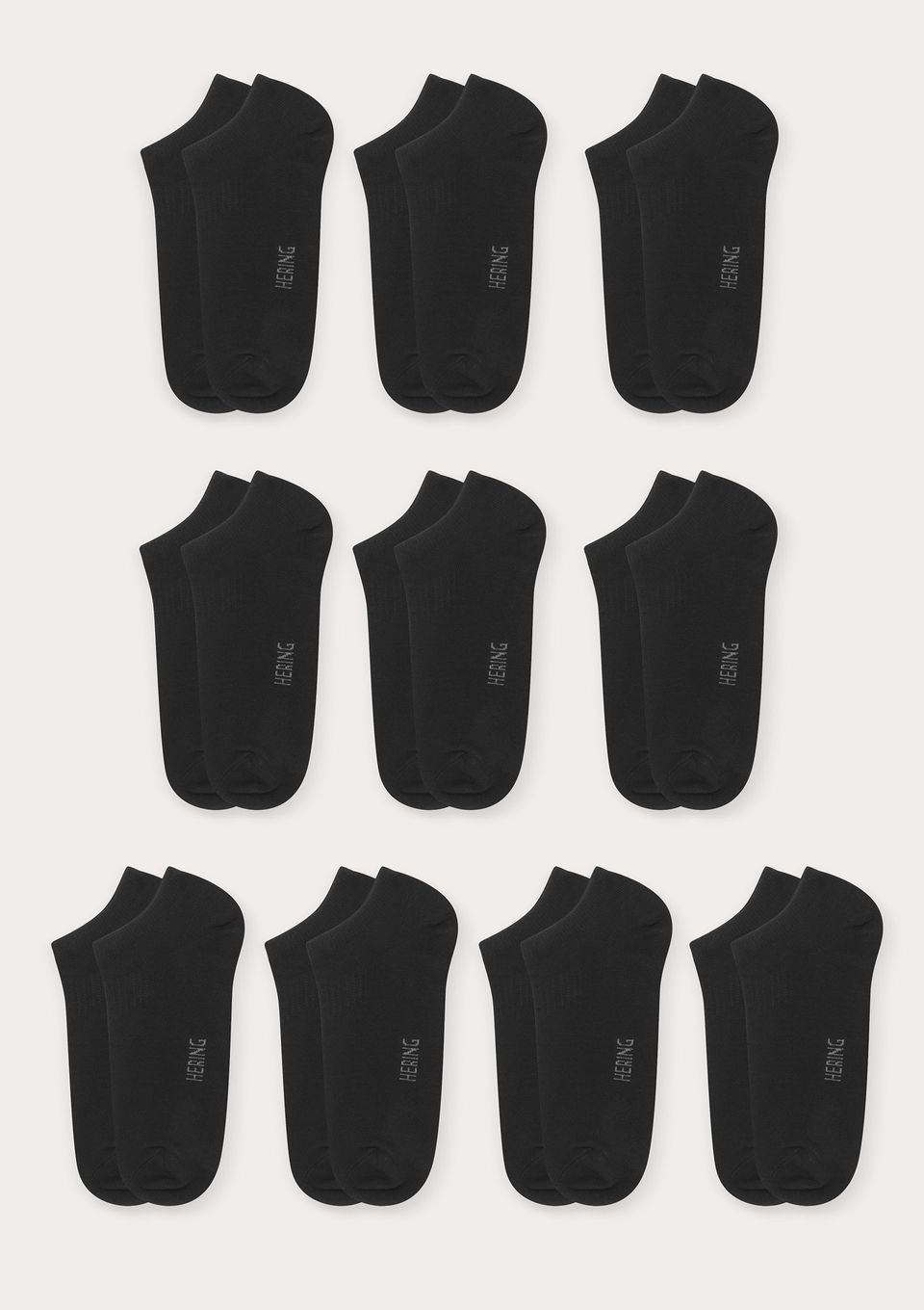 Kit 10 Pares de Meias Soquete Unissex - Preto