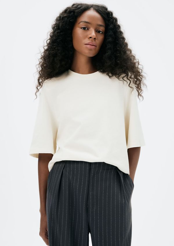 Blusa Feminina Manga Curta Em Malha Binada - Creme P