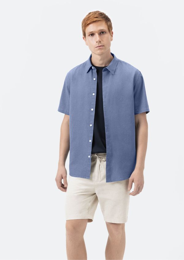 Bermuda Masculina Reta Com Linho - Bege 044