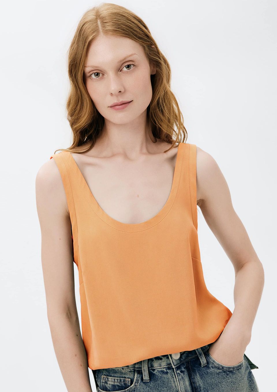 Regata Feminina em Peach Touch - Laranja