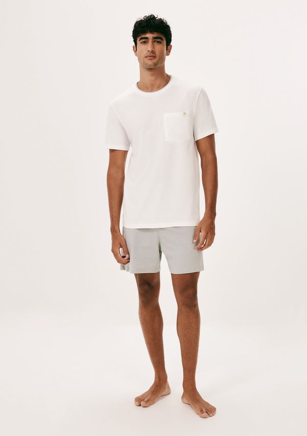 Pijama Curto Masculino Com Bolso - Off white XXG