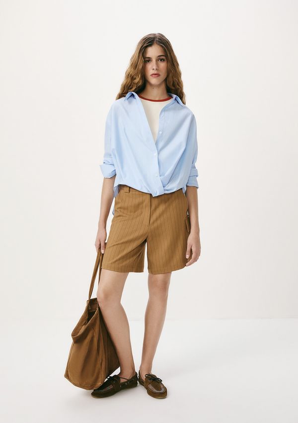 Bermuda Feminina Cargo Risca De Giz - Marrom 044
