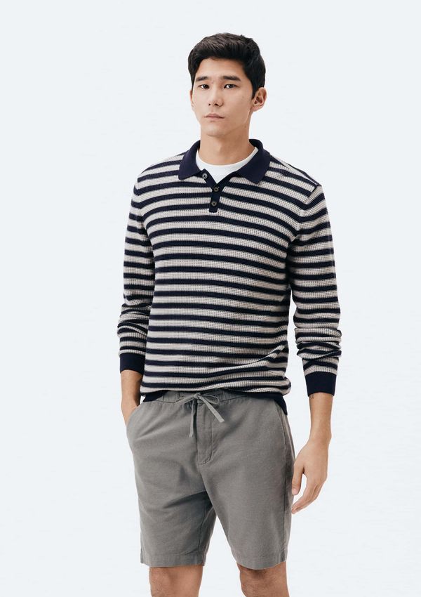 Bermuda Masculina Reta Com Linho - Cinza 038