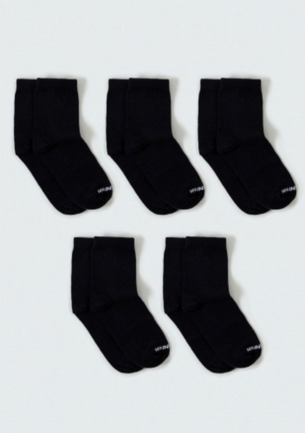 Kit Com 5 Pares De Meia Infantil Unissex Cano Médio - Preto M