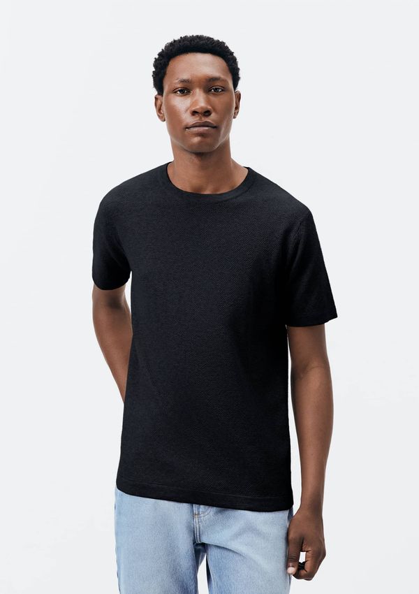 Camiseta Masculina Regular em Tricô - Preto G