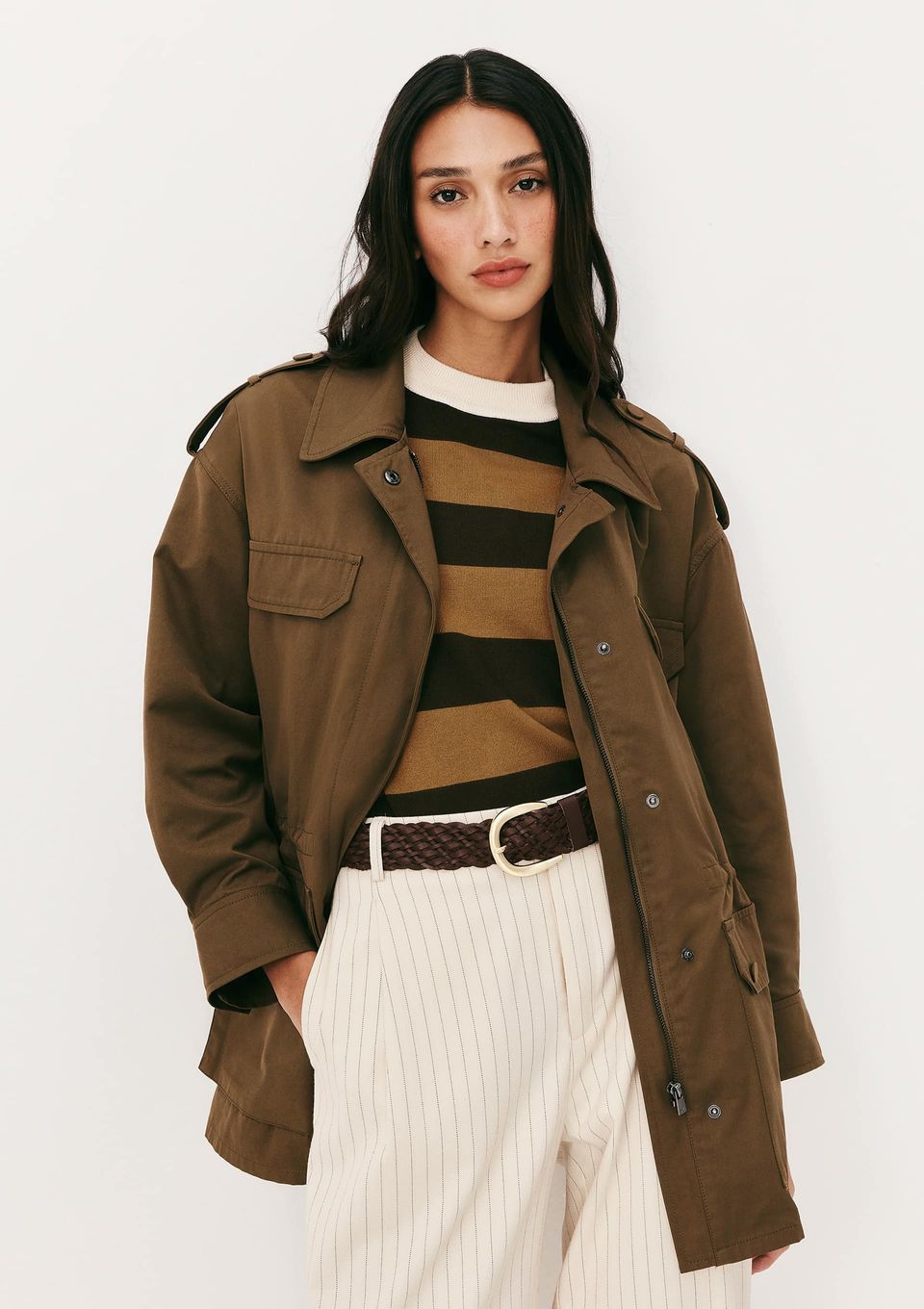 Jaqueta Parka Feminina Cargo - Verde