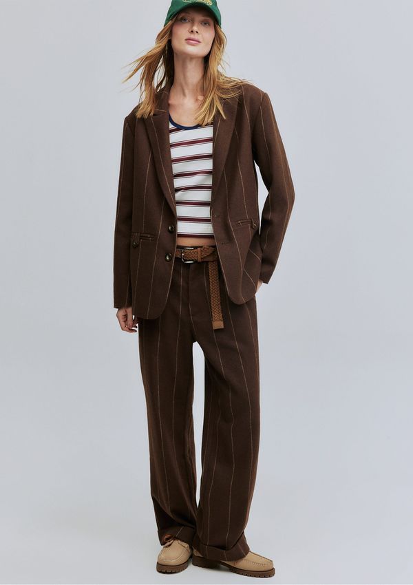 Blazer Unissex Oversized Risca De Giz Hering + Welcome - Marrom XG