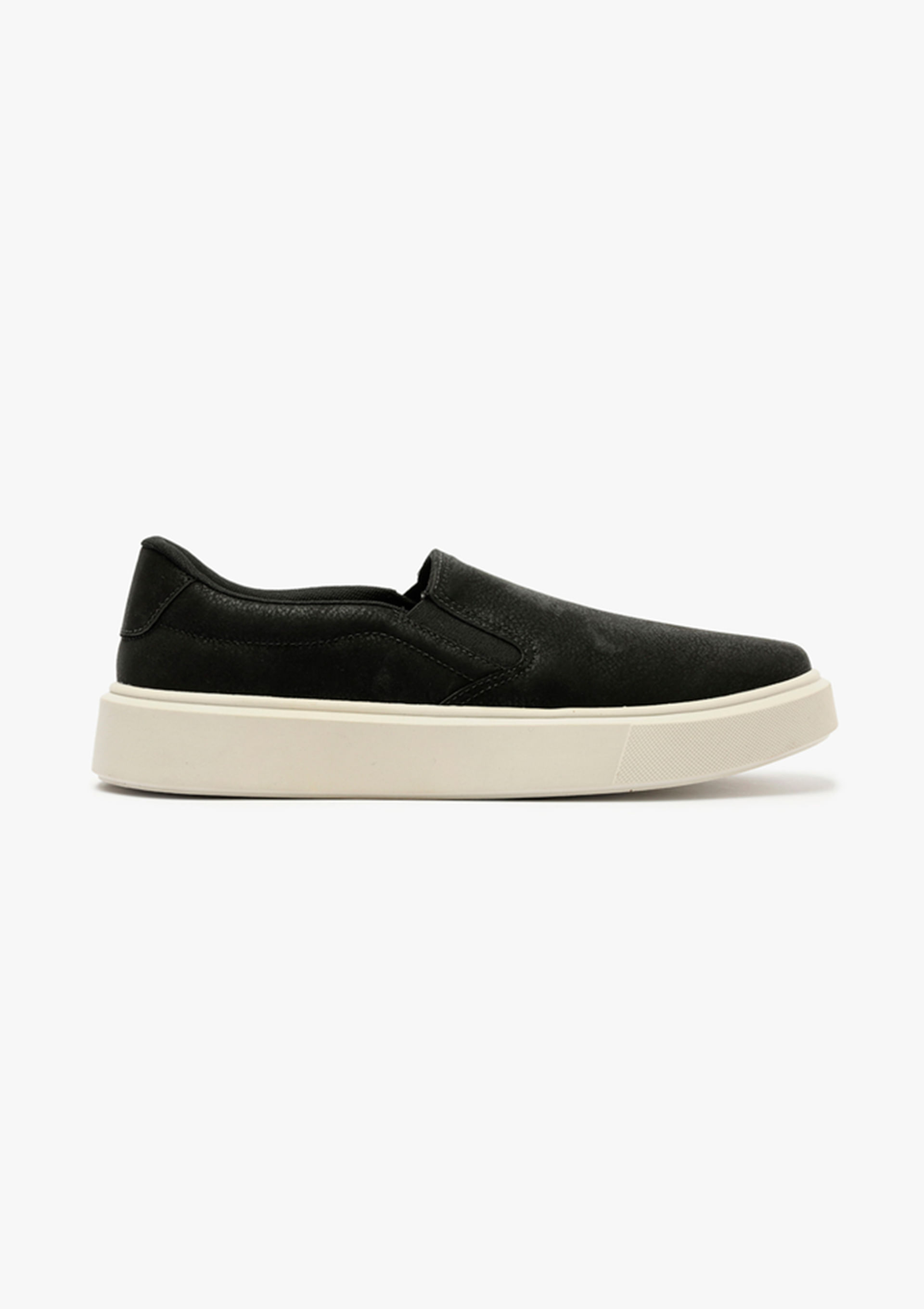 Tênis Masculino Slip On Couro - Preto