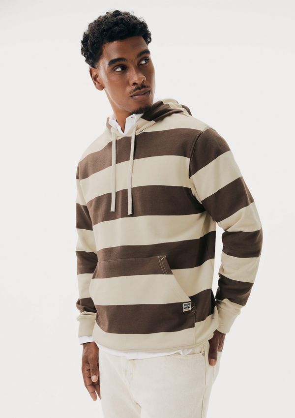 Blusão Masculino Comfort Em Moletom Listrado - Marrom XG