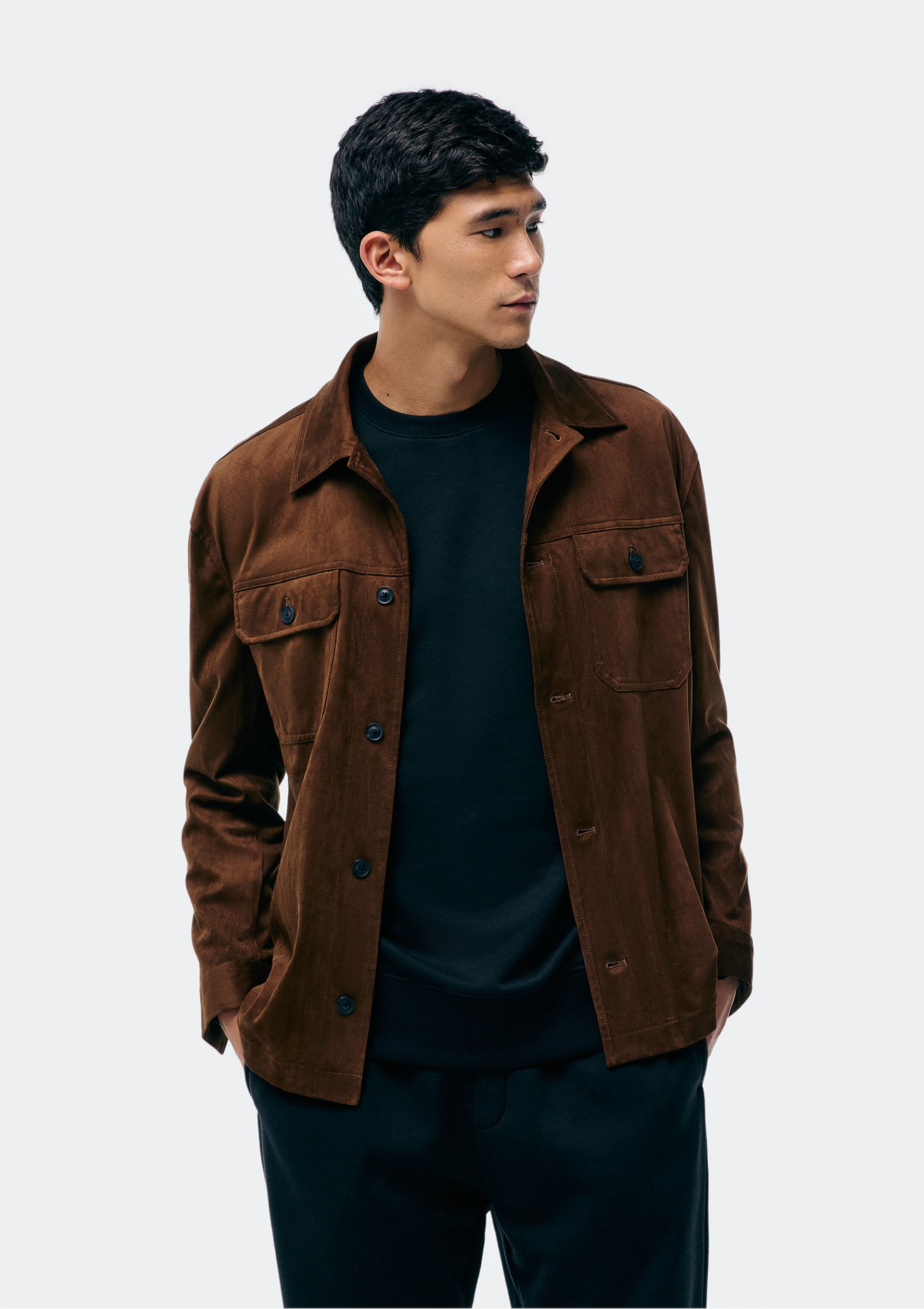 Jaqueta Masculina Em Suede Leve - Marrom
