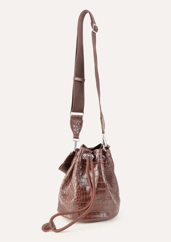 Bolsa Bucket Feminina Croco - Marrom UNI