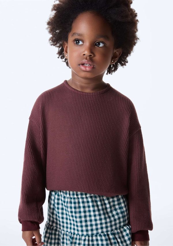 Blusa Infantil Menina Decote Redondo - Marrom 004