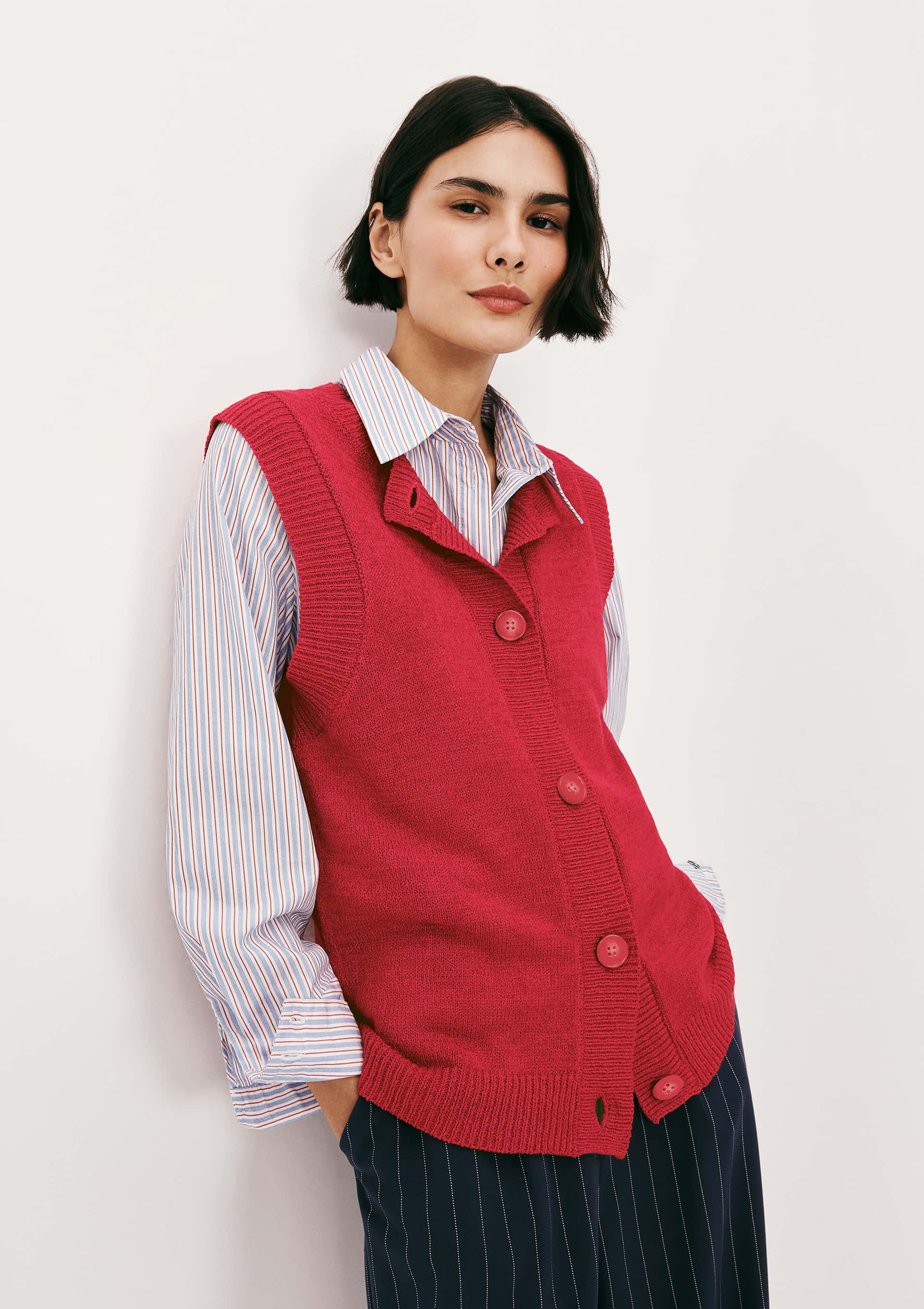 Colete Feminino Em Tricô Leve - Vermelho