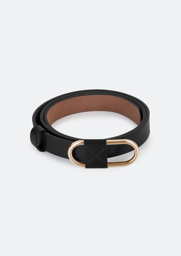 Cinto Feminino Em Couro Com Fivela Oval - Preto G