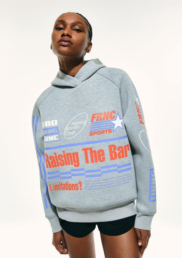 Blusão Feminino Oversized Estampado Hering Sports + Frnc - Cinza XG