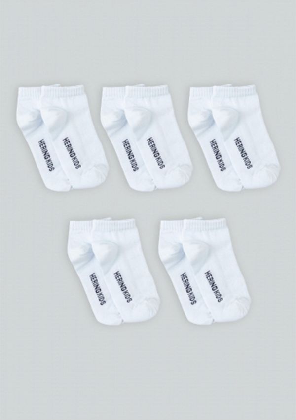 Kit Com 5 Pares De Meia Infantil Unissex Cano Curto - Branco M