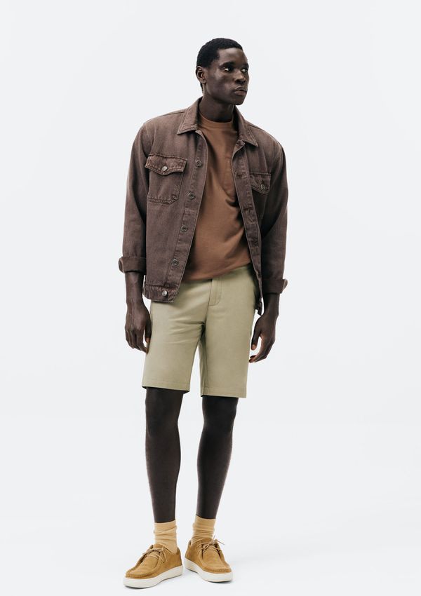 Bermuda Básica Masculina Chino Em Sarja - Bege 044