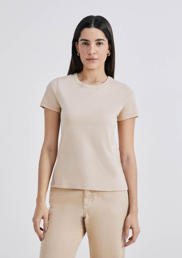 Camiseta Básica Feminina Slim World - Bege XG