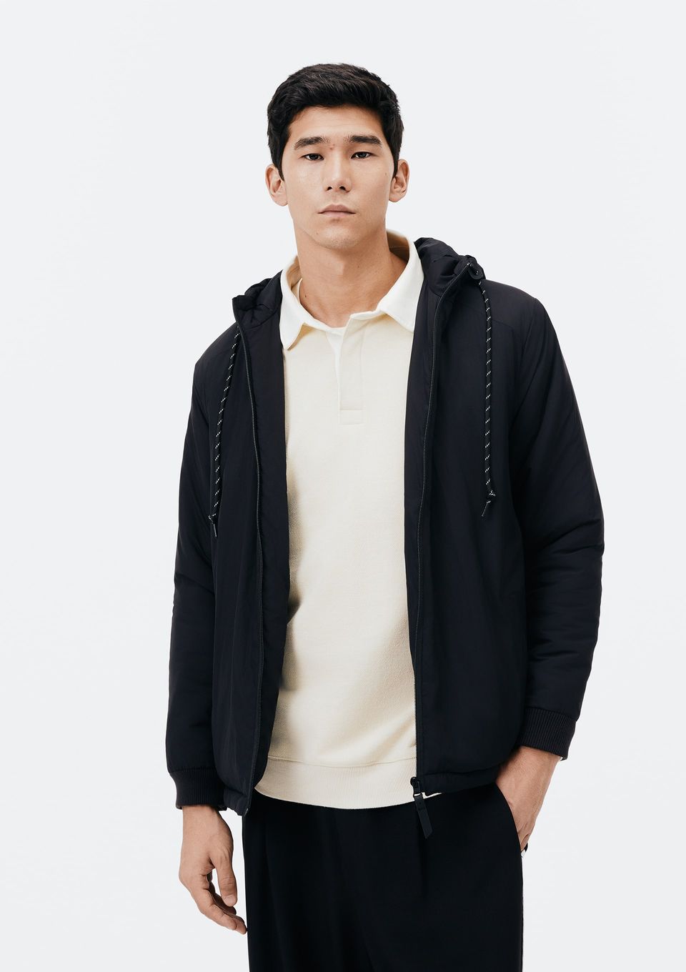 Jaqueta Masculina Corta Vento com Capuz - Preto