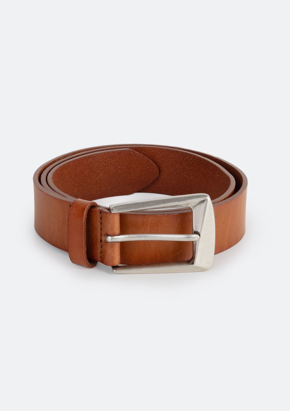 Cinto Feminino em Couro com Fivela Prateada - Marrom