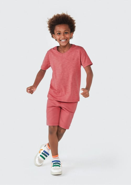 Bermuda Básica Infantil Menino Em Moletom - Vermelho 006