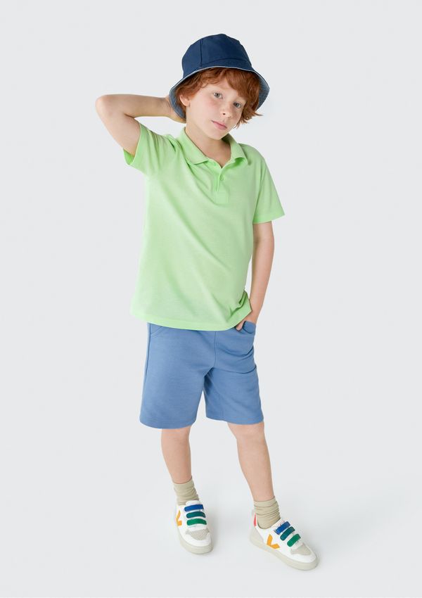 Bermuda Básica Infantil Menino Em Moletom - Azul 008